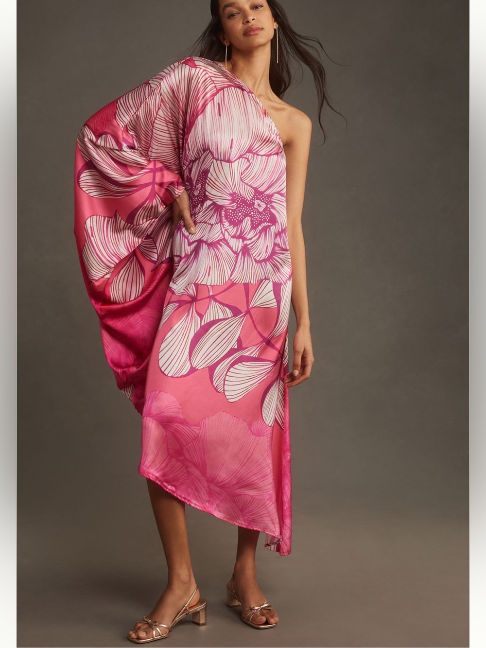 Tigre indigo silky one-shoulder kaftan